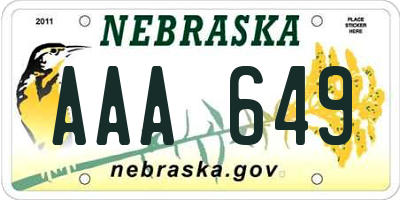 NE license plate AAA649