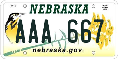 NE license plate AAA667