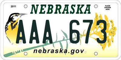 NE license plate AAA673