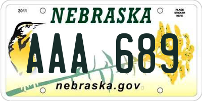 NE license plate AAA689