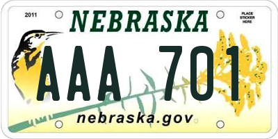 NE license plate AAA701