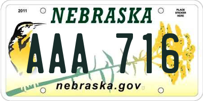 NE license plate AAA716