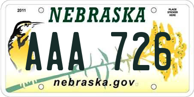 NE license plate AAA726