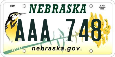 NE license plate AAA748