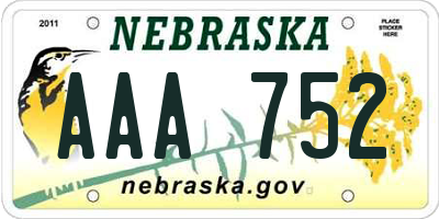 NE license plate AAA752