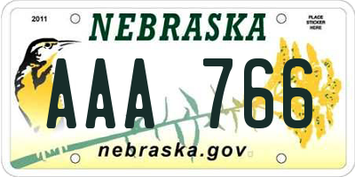 NE license plate AAA766