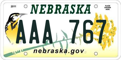 NE license plate AAA767