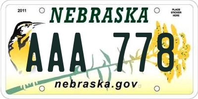 NE license plate AAA778