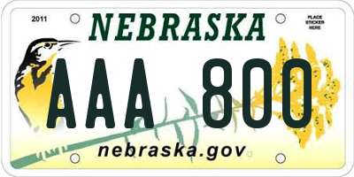 NE license plate AAA800