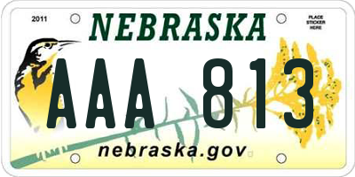 NE license plate AAA813