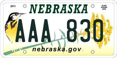 NE license plate AAA830