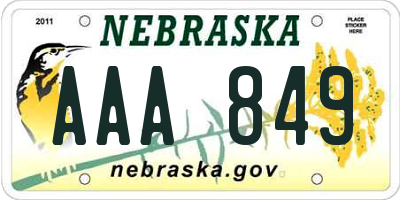 NE license plate AAA849