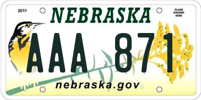 NE license plate AAA871