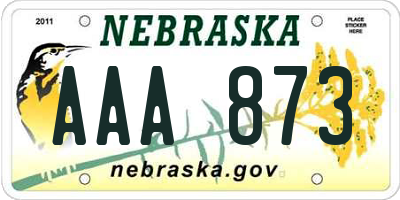 NE license plate AAA873