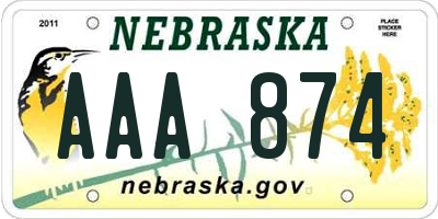 NE license plate AAA874