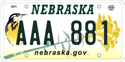 NE license plate AAA881