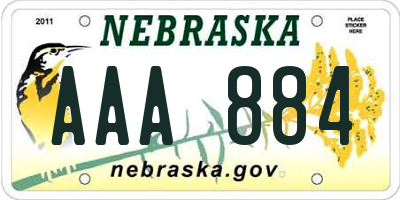 NE license plate AAA884