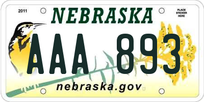 NE license plate AAA893
