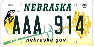 NE license plate AAA914