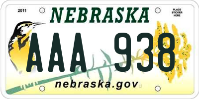 NE license plate AAA938