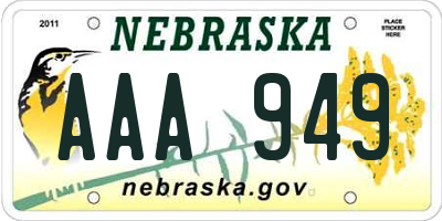 NE license plate AAA949