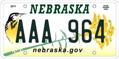 NE license plate AAA964