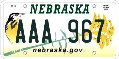 NE license plate AAA967