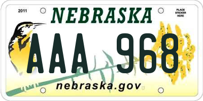 NE license plate AAA968