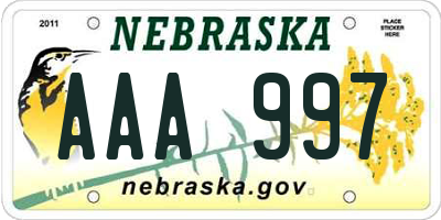 NE license plate AAA997