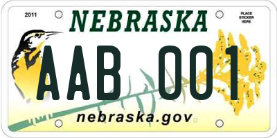 NE license plate AAB001
