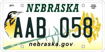 NE license plate AAB058