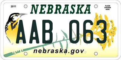 NE license plate AAB063