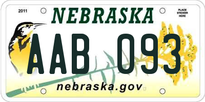 NE license plate AAB093