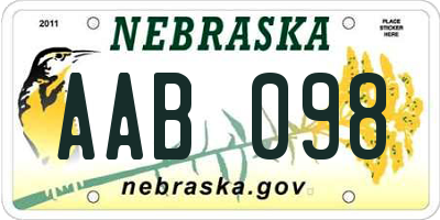 NE license plate AAB098