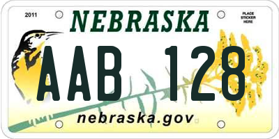 NE license plate AAB128