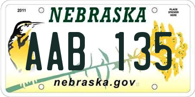 NE license plate AAB135
