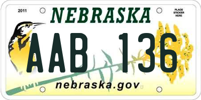 NE license plate AAB136