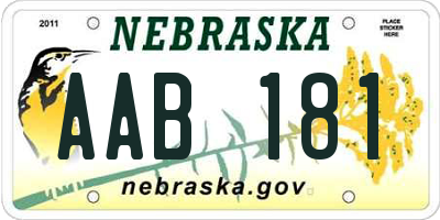 NE license plate AAB181