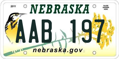 NE license plate AAB197