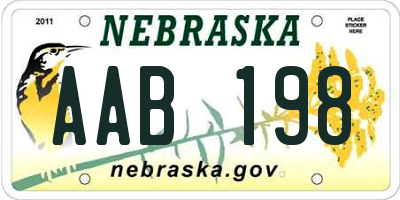 NE license plate AAB198