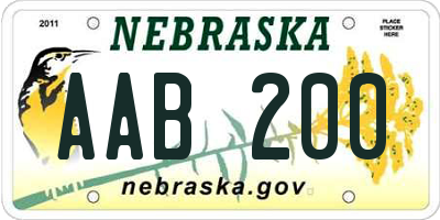 NE license plate AAB200