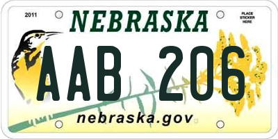 NE license plate AAB206
