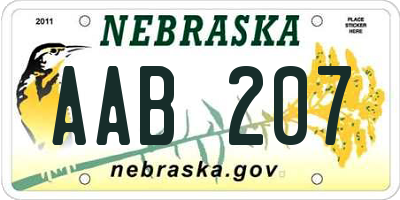 NE license plate AAB207