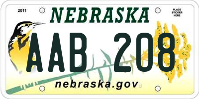 NE license plate AAB208