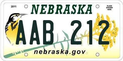NE license plate AAB212