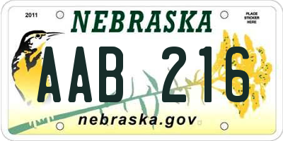 NE license plate AAB216