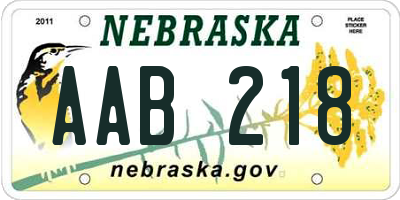 NE license plate AAB218