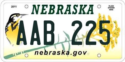 NE license plate AAB225