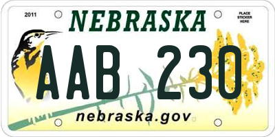 NE license plate AAB230