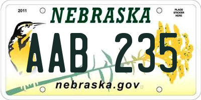 NE license plate AAB235